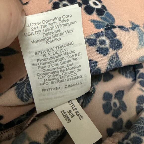 J.Crew Pink Navy Floral Wrap Blouse Peplum Style Long Sleeve Top Size XL - Picture 9 of 15